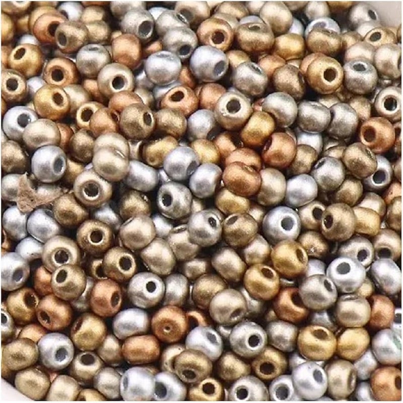 4mm Gold Silver Matte Metallic Glass Seed Beads 120pcs For DIY Jewelry Crafting - Image 1